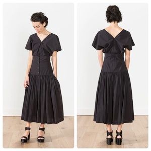 Black Crane Lantan Skirt Black Midi Size Small